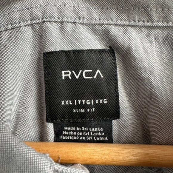 RVCA Long Sleeve Button Down Dress Shirt Casual Slim Fit Mens Size XXL Grey - Picture 4 of 8